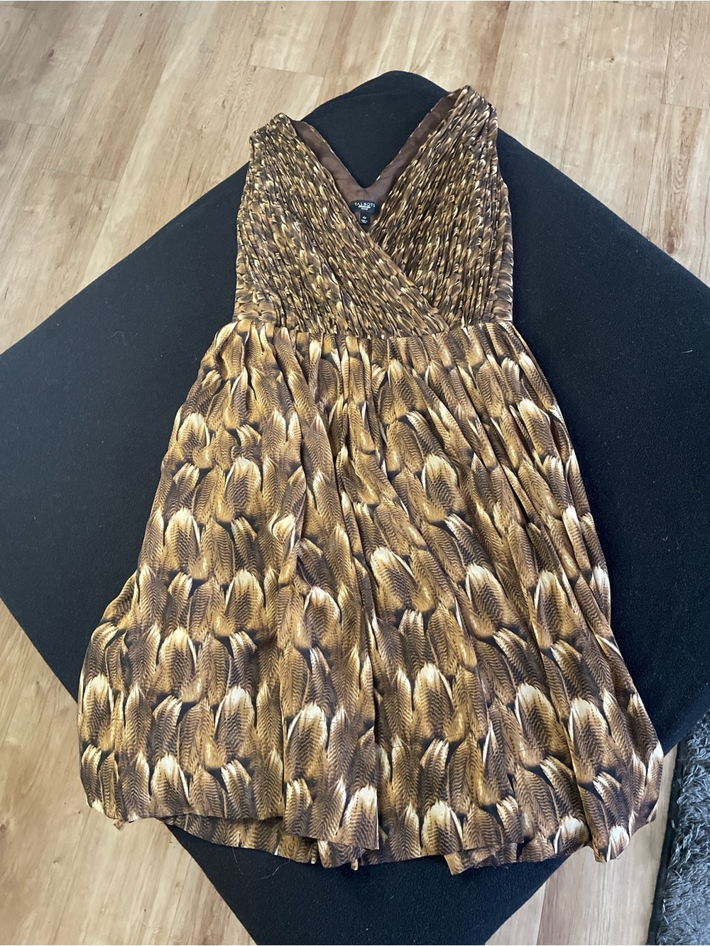 Talbots Brown Feather-Print Dress